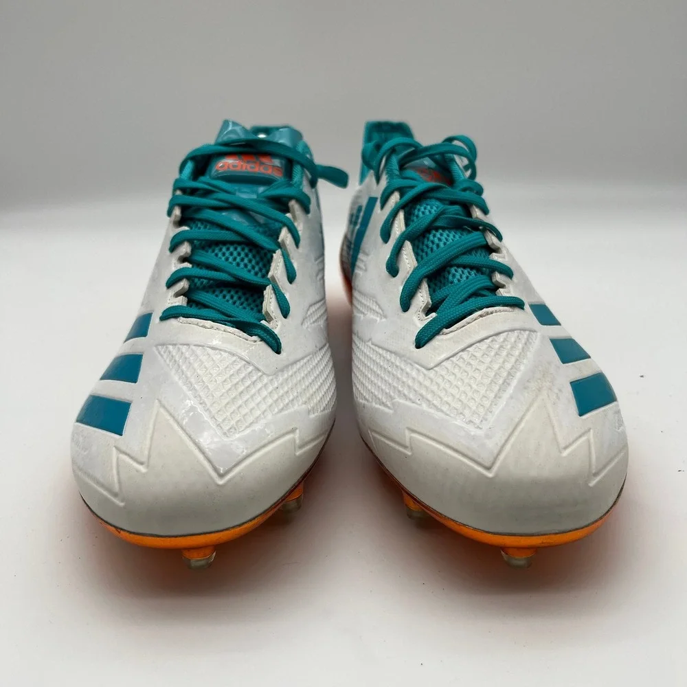 Adidas Adizero Football Cleats Mens White Teal Orange Metallic Chrome Low Top 14